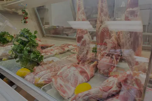 Fresh halal meat at Al Baraka Market in Raleigh