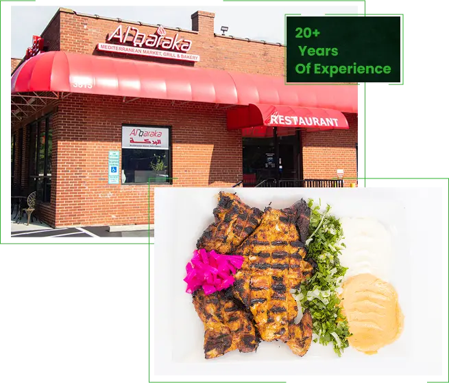 Mediterranean dishes, halal meats, and groceries from Al Baraka Market & Grill in Raleigh