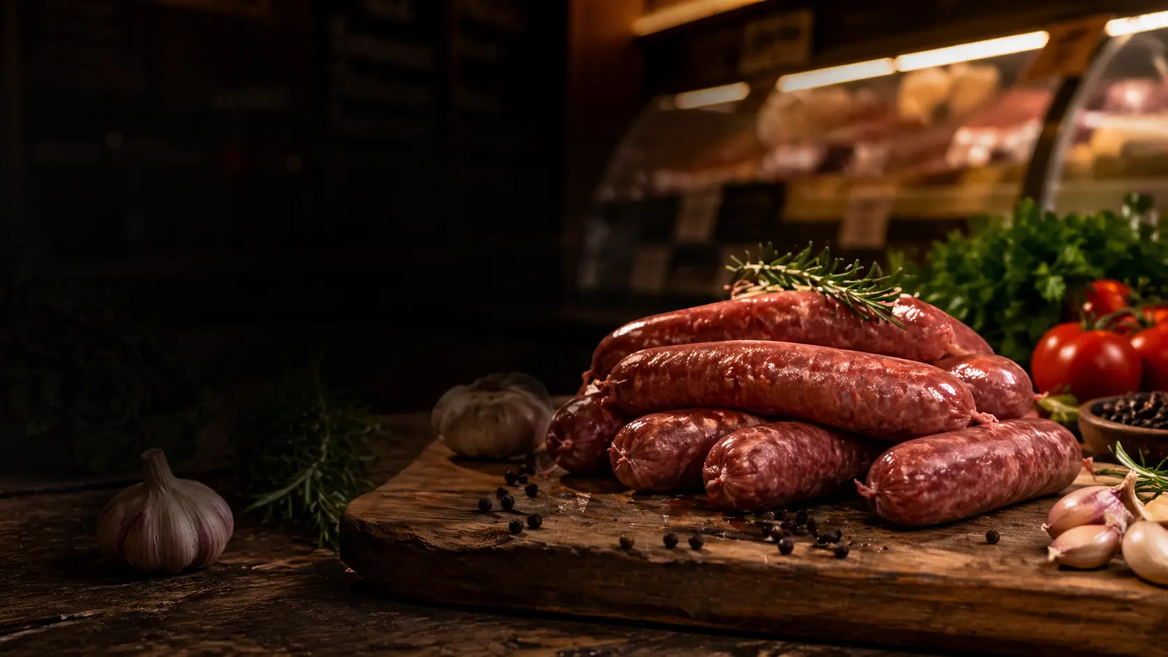 Handmade halal beef sausages at Albaraka Market Raleigh