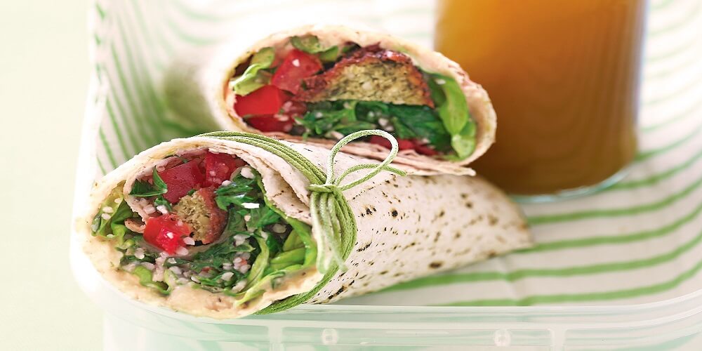 This image shows a delicious dish called falafel wrap