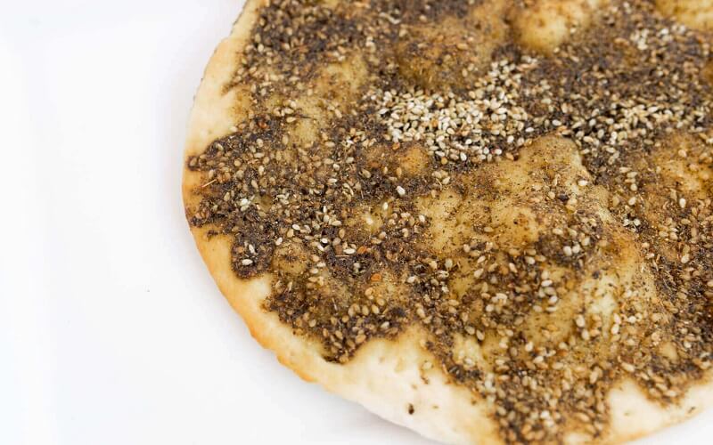 This image is a famous Mediterrnean dish called zaatar bread