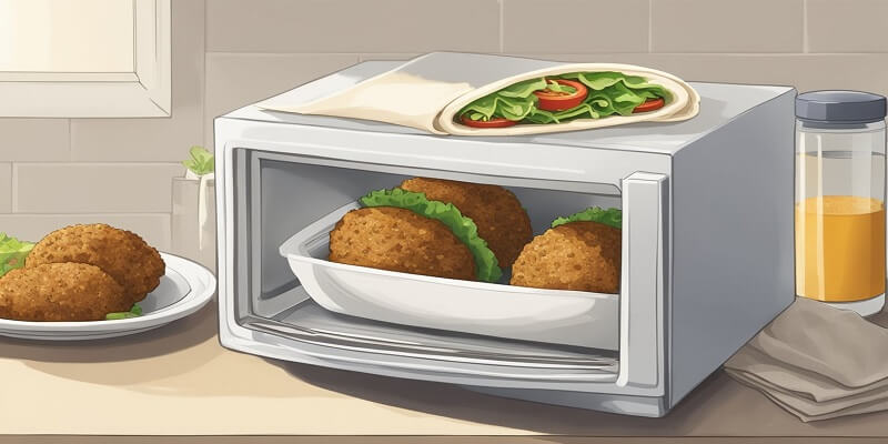 This image shows that the falafels are in oven for reheating